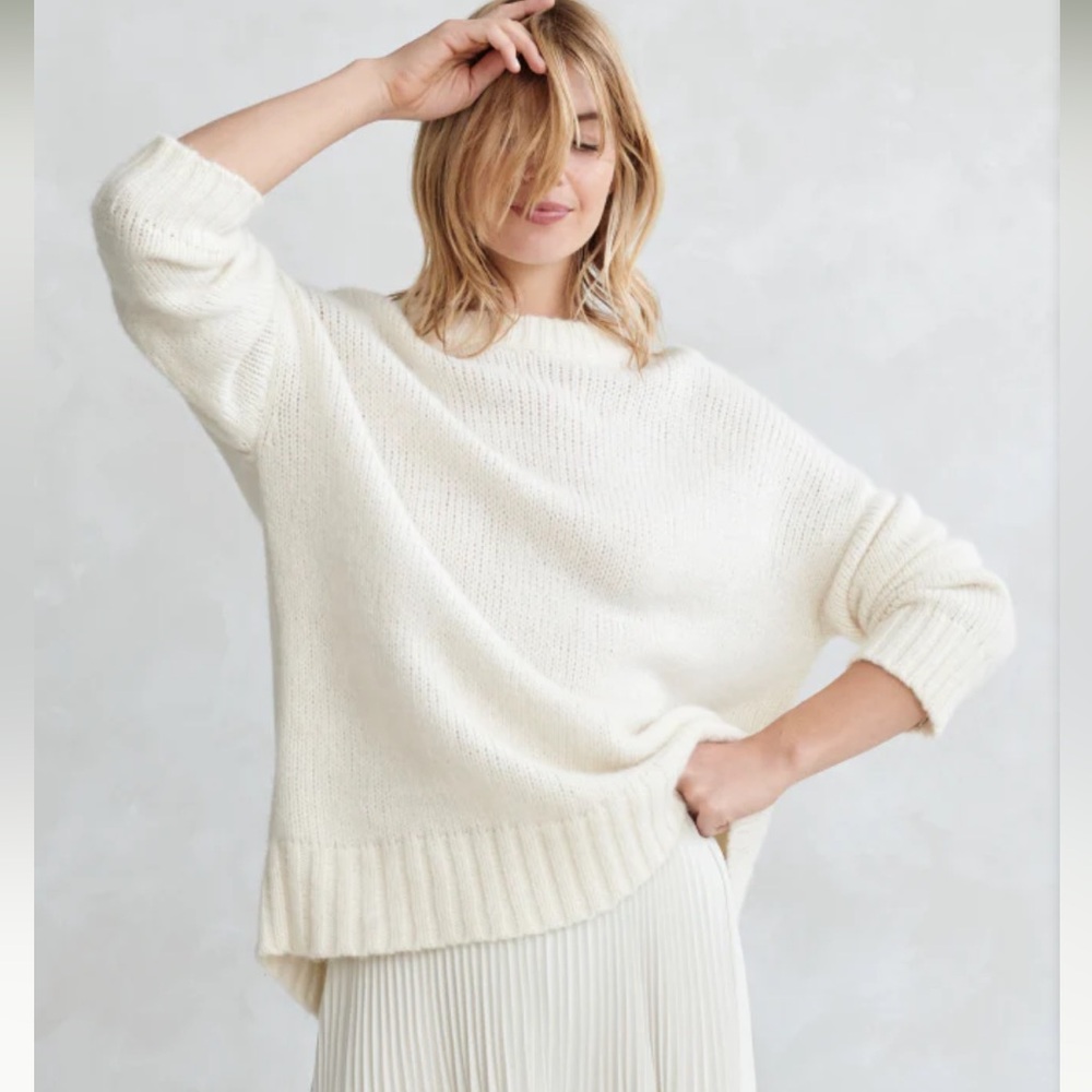 Jenni Kayne Ivory Crewneck Oversized Knit Sweater